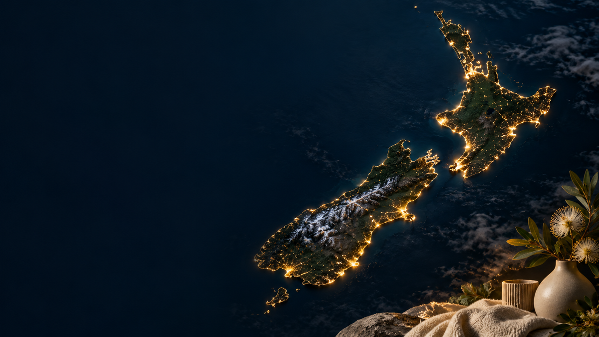 Australian map illuminated in Aussie Aura colours