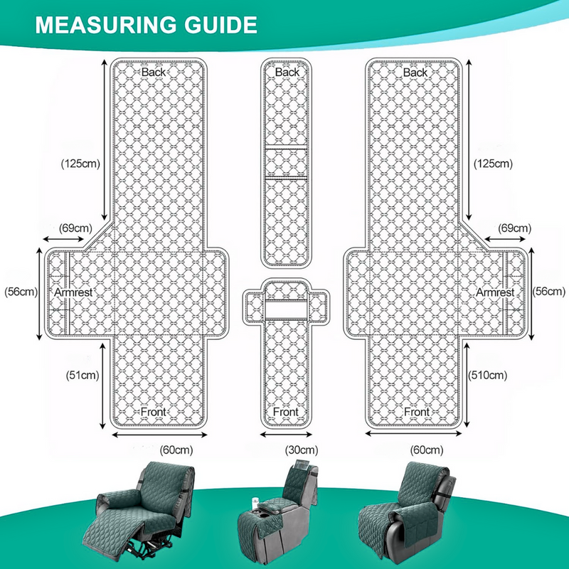 2-Seater Recliner Cover with Middle Console