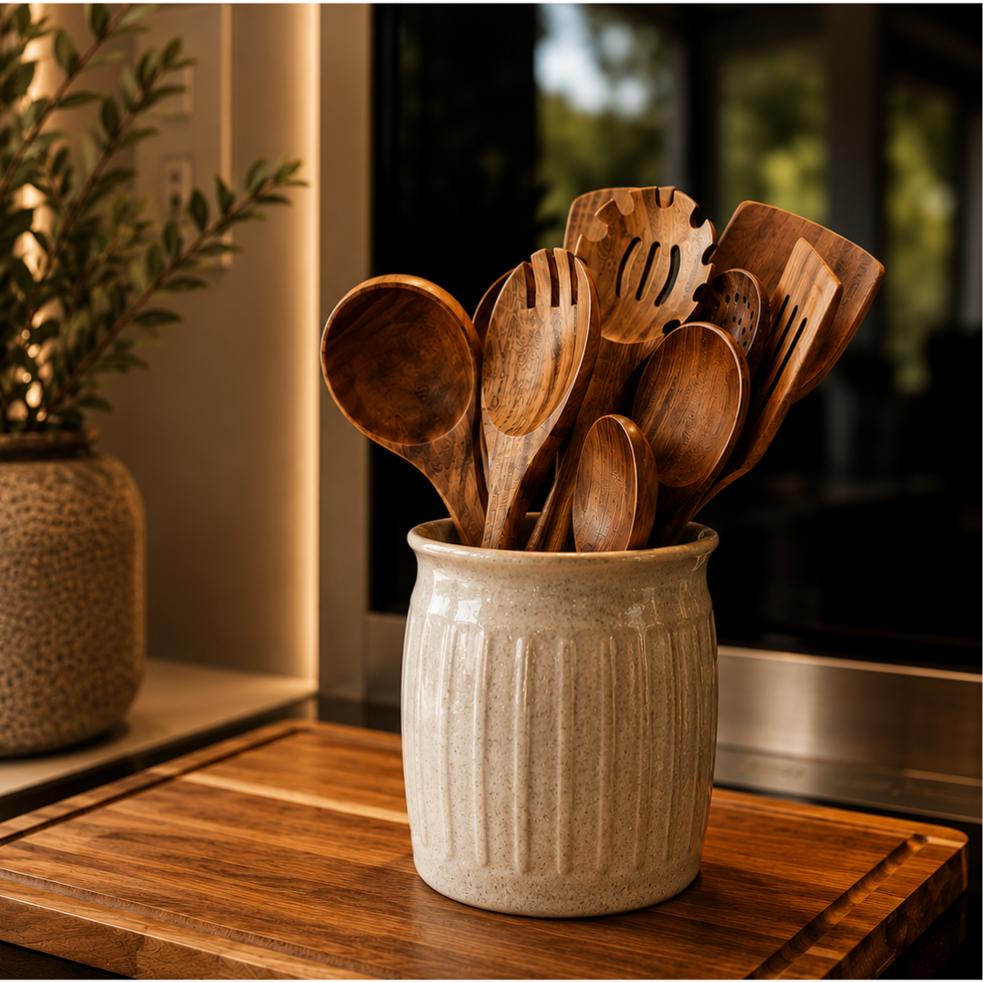The EcoTeak 9 | Premium Non-Toxic Teak Utensil Set