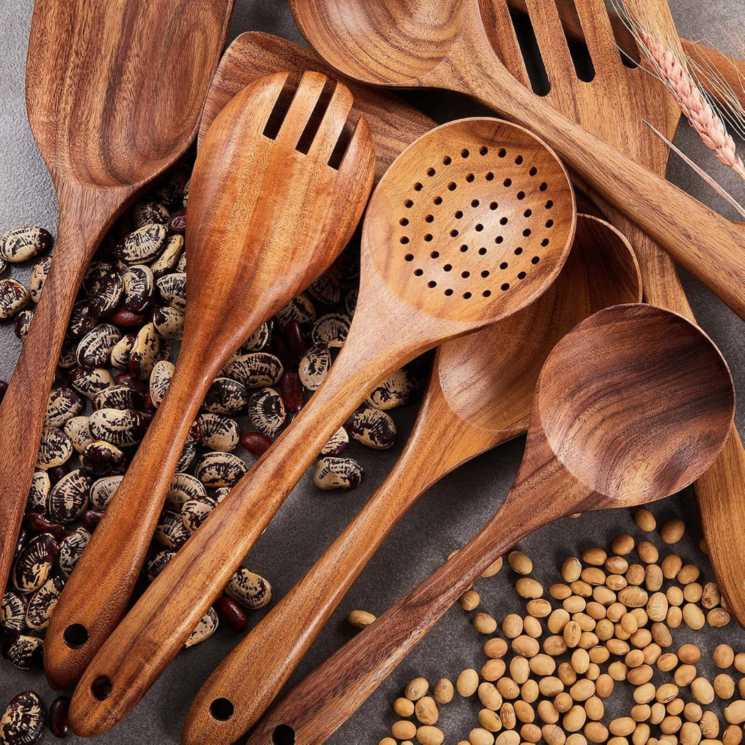 The EcoTeak 9 | Premium Non-Toxic Teak Utensil Set