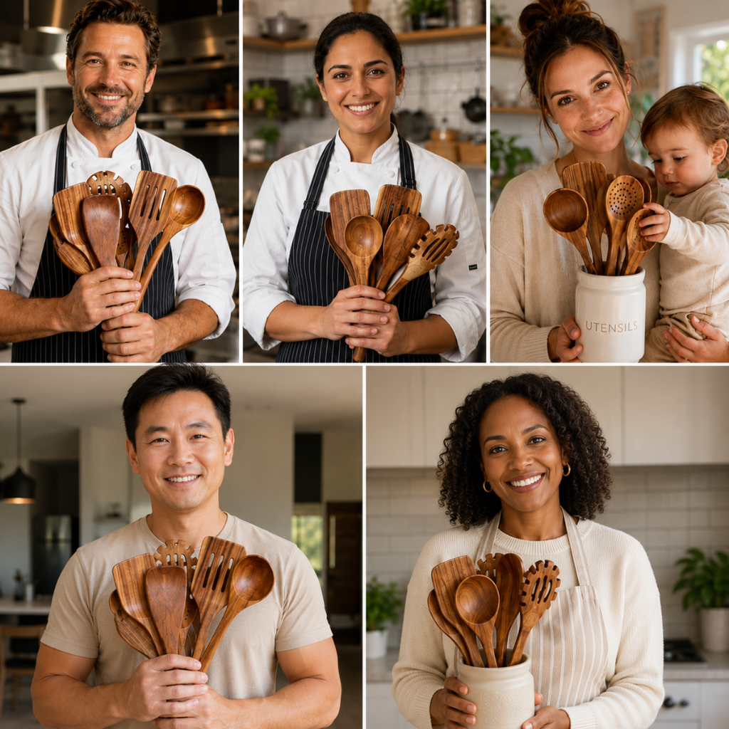 The EcoTeak 9 | Premium Non-Toxic Teak Utensil Set