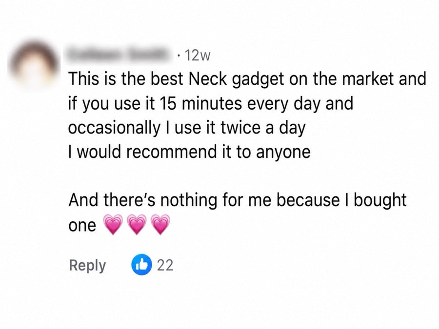 An anonymised Facebook customer comment shared with AussieAura